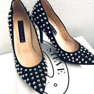 Black Suede Silver Studded STEVE MADDEN Stilettos in size 6!!!